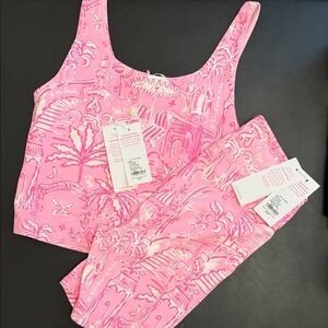 Lilly Pulitzer Pink Patterned workout set (bike shorts & tank)